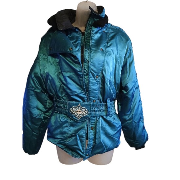 Polaris Teal Jacket Womens M Snowmobile Thermoloft Insulated Union Made VINTAGE - Picture 1 of 8
